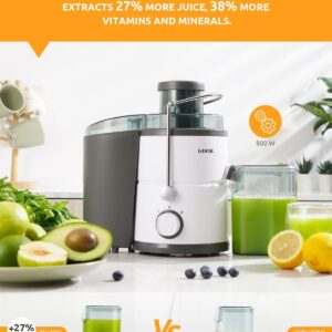 GDOR 800W Juicer Machine, 3” Wide Feed Chute, Dual-Speed Centrifugal Juicer for Fruits & Vegetables, Anti-Drip Function, BPA-Free, Easy to Clean with Brush, White - Image 3