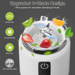 COKUNST Portable Blender, Personal Blender for Smoothies and Shakes with LED Display, USB C Charging Juice Mixer, Small Smoothie Maker with 8 Blades for Home, Outdoors, Travel, Office, 17oz, White - Image 3