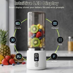 COKUNST Portable Blender, Personal Blender for Smoothies and Shakes with LED Display, USB C Charging Juice Mixer, Small Smoothie Maker with 8 Blades for Home, Outdoors, Travel, Office, 17oz, White - Image 4