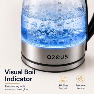 Azeus 1.8L Electric Kettle CX-817 - Fast Boil, Auto Shut-Off, Boil-Dry Protection, 360° Swivel Base - Stainless Steel Water Boiler for Tea, Coffee, and Hot Water - Image 5