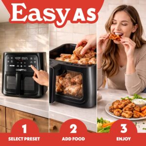 Gourmia 8 Qt Air Fryer, 8 Presets with Digital Display, FryForce 360° Technology, Easy View Window & Interior Light, Dishwasher Safe Basket, Black - Image 8