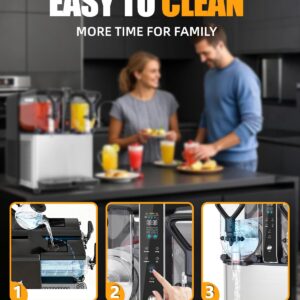 Slushie Machine, No Ice Needed, 1.05 Gallons x 2 Tank Slushy Machine with Food-Grade PC Tank for Home Party Bars, 400W Margarita Machine with Auto Clean for Slush, Juice - Image 6