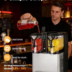 Slushie Machine, No Ice Needed, 1.05 Gallons x 2 Tank Slushy Machine with Food-Grade PC Tank for Home Party Bars, 400W Margarita Machine with Auto Clean for Slush, Juice - Image 7