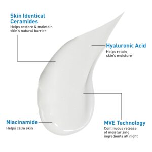 CeraVe PM Facial Moisturizing Lotion, Night Cream with Hyaluronic Acid and Niacinamide, Ultra-Lightweight, Oil-Free Moisturizer for Face, 3 Ounce - Image 5