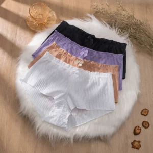 TrowBridge 5PCS Women's Panties Briefs Fashion Wheat Ear Pattern Sexy Lingerie Soft Sweet Bow Breathable Cozy Female Sports Pant - Image 3