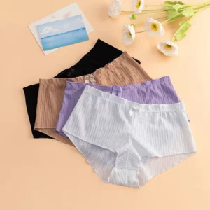 TrowBridge 5PCS Women's Panties Briefs Fashion Wheat Ear Pattern Sexy Lingerie Soft Sweet Bow Breathable Cozy Female Sports Pant - Image 4