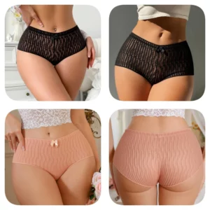 TrowBridge 5PCS Women's Panties Briefs Fashion Wheat Ear Pattern Sexy Lingerie Soft Sweet Bow Breathable Cozy Female Sports Pant - Image 6