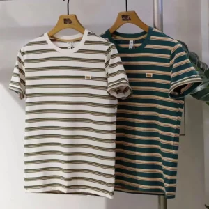 Summer Striped Short-sleeved T-shirt Men's Loose Trendy Brand Ins Large Size Half-sleeved Fat Boys Trendy Top T-shirt Trendy - Image 3