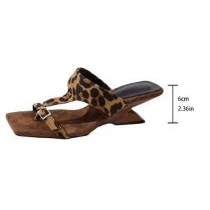 Fashion Clip-Toe Flip-Flops Summer New Square Toe Open Toe Suede Non-Slip Wear-Resistant Slide Slippers - Image 6