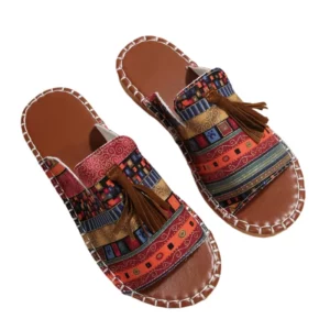 Women's Shoes Ethnic Pattern Slippers Fashion Casual Soft Breathable and Comfortable Suitable for the Beach and Daily Leisure - Image 2