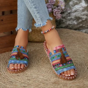 Women's Shoes Ethnic Pattern Slippers Fashion Casual Soft Breathable and Comfortable Suitable for the Beach and Daily Leisure - Image 3