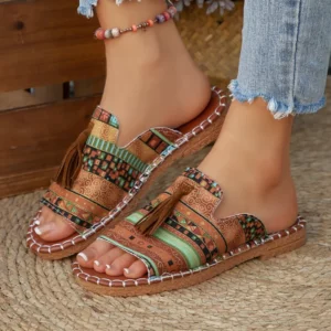 Women's Shoes Ethnic Pattern Slippers Fashion Casual Soft Breathable and Comfortable Suitable for the Beach and Daily Leisure - Image 5