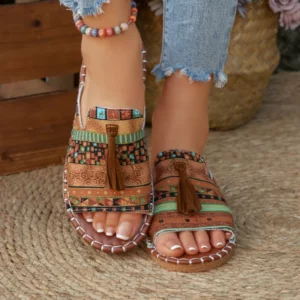 Women's Shoes Ethnic Pattern Slippers Fashion Casual Soft Breathable and Comfortable Suitable for the Beach and Daily Leisure - Image 6