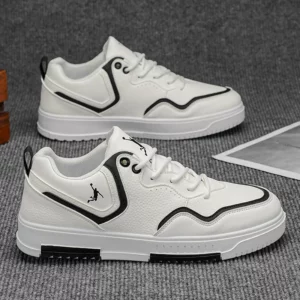 Men's Chunky Casual Sneakers - LOEIKAN Contrast Outline Lace-Up Sports Shoes - Image 2