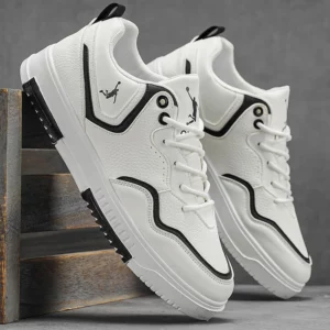 Men's Chunky Casual Sneakers - LOEIKAN Contrast Outline Lace-Up Sports Shoes - Image 3