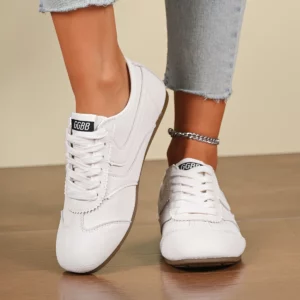 Fashion Training Shoes Women 2026 New Leather Women Sneakers Flat Lace-up Retro Large Size Forrest Gump Casual Shoes Women 230 - Image 4