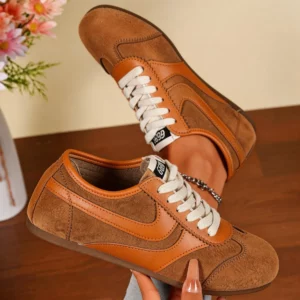 Fashion Training Shoes Women 2026 New Leather Women Sneakers Flat Lace-up Retro Large Size Forrest Gump Casual Shoes Women 230 - Image 6