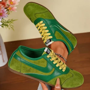 Fashion Training Shoes Women 2026 New Leather Women Sneakers Flat Lace-up Retro Large Size Forrest Gump Casual Shoes Women 230 - Image 11