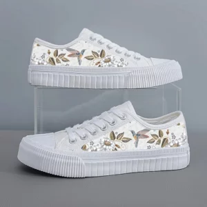 Women's Sports Shoes for All Seasons Outdoor Students Fashionistas Women's Canvas Shoes Round Toe Flats Bottom Breathable Vulcanized Shoes Digital Printing Women's Shoes - Image 6