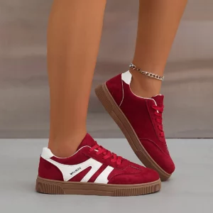 Spring Autumn Women Suede Thick Sole Trainers Non-Slip Breathable Lace-Up Low-Top Versatile Daily Outdoor Casual Walking Shoes - Image 4