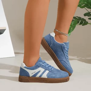 Spring Autumn Women Suede Thick Sole Trainers Non-Slip Breathable Lace-Up Low-Top Versatile Daily Outdoor Casual Walking Shoes - Image 5