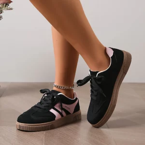 Spring Autumn Women Suede Thick Sole Trainers Non-Slip Breathable Lace-Up Low-Top Versatile Daily Outdoor Casual Walking Shoes - Image 6