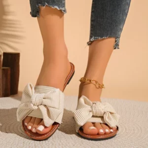 2026 Summer Fashion Women's Slippers New Big Bowknot Casual Sandals Women Luxury Soft Leisure Comfort Breathable Beach Shoes - Image 4
