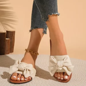 2026 Summer Fashion Women's Slippers New Big Bowknot Casual Sandals Women Luxury Soft Leisure Comfort Breathable Beach Shoes - Image 5