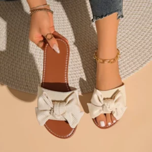 2026 Summer Fashion Women's Slippers New Big Bowknot Casual Sandals Women Luxury Soft Leisure Comfort Breathable Beach Shoes - Image 6