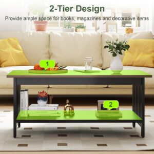 39.4" Farmhouse Coffee Table - Coffee Tables for Living Room, Small Coffee Table with Storage, Center Table for Living Room, Bedroom, Office, Black - Image 4