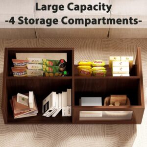 HSH Walnut Coffee Table for Living Room, 47 Inch Modern Wood Rectangle Coffee Tables with Sliding Door and Storage Open Shelf, Large Low Center Table for Home Decor - Image 5