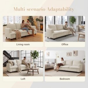 3 Seater Couch, 83" Comfy Corduroy Sofa with Deep Seat, Modern Sofa Couch for Living Room, Office, Bedroom, Apartment (Pillows not Included) - Image 4