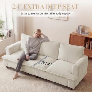 3 Seater Couch, 83" Comfy Corduroy Sofa with Deep Seat, Modern Sofa Couch for Living Room, Office, Bedroom, Apartment (Pillows not Included) - Image 7