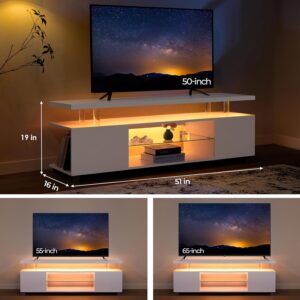 White TV Stands for Living Room LED TV Stand Modern TV Stand with Storage for 50/55/60 inche TVs Entertainment Center for Living Room - Image 2