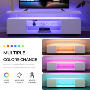 White TV Stands for Living Room LED TV Stand Modern TV Stand with Storage for 50/55/60 inche TVs Entertainment Center for Living Room - Image 4