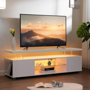 White TV Stands for Living Room LED TV Stand Modern TV Stand with Storage for 50/55/60 inche TVs Entertainment Center for Living Room - Image 6