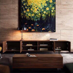 Mid Century Modern TV Stand with 4 Doors, 94.48 Inch Wide Entertainment Center TV Console for Living Room Bedroom, Media Console TV Cabinet with Storage Walnut - Image 4