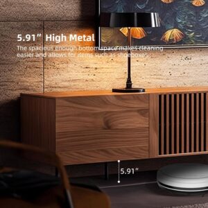 Mid Century Modern TV Stand with 4 Doors, 94.48 Inch Wide Entertainment Center TV Console for Living Room Bedroom, Media Console TV Cabinet with Storage Walnut - Image 6