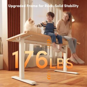 FEZIBO Standing Desk, 48 × 24 Inches Electric Height Adjustable, Sit and Stand Up, Computer Office Desk with Splice Board, White Frame/Maple TOP - Image 4