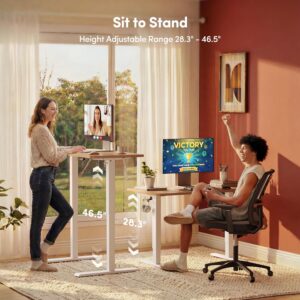 FEZIBO Standing Desk, 48 × 24 Inches Electric Height Adjustable, Sit and Stand Up, Computer Office Desk with Splice Board, White Frame/Maple TOP - Image 5