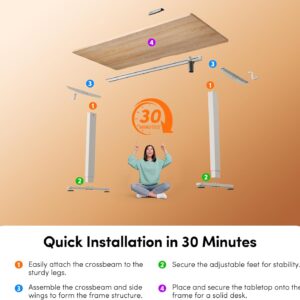 FEZIBO Standing Desk, 48 × 24 Inches Electric Height Adjustable, Sit and Stand Up, Computer Office Desk with Splice Board, White Frame/Maple TOP - Image 9