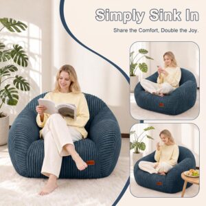 ean Bag Chair with Armrests, Comfy Corduroy Bean Bag with Removable Cover, Handle for Adults, Oversized Floor Beanbag Couch for Living Room Bedroom Dorm (XL-Blue) - Image 3