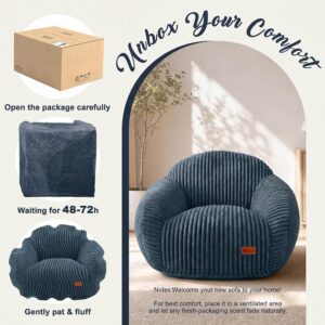 ean Bag Chair with Armrests, Comfy Corduroy Bean Bag with Removable Cover, Handle for Adults, Oversized Floor Beanbag Couch for Living Room Bedroom Dorm (XL-Blue) - Image 9