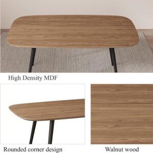 47.2'' Dining Table Set for 4,Modern Wood Dining Table,Leather Dining Chairs 4,Table and Chairs Set of 4,Ideal for Kitchen Dining Room (Walnut Color Table + 4 U-Shaped White Chairs, 47.2") - Image 4