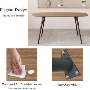 47.2'' Dining Table Set for 4,Modern Wood Dining Table,Leather Dining Chairs 4,Table and Chairs Set of 4,Ideal for Kitchen Dining Room (Walnut Color Table + 4 U-Shaped White Chairs, 47.2") - Image 5