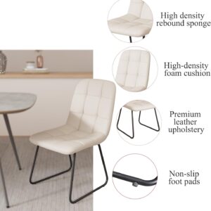 47.2'' Dining Table Set for 4,Modern Wood Dining Table,Leather Dining Chairs 4,Table and Chairs Set of 4,Ideal for Kitchen Dining Room (Walnut Color Table + 4 U-Shaped White Chairs, 47.2") - Image 6