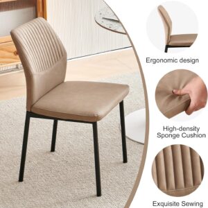 Dining Table Set for 4, Modern Wood Irregular Rectangle Dining Table,Leather Dining Chairs 4,Table and Chairs Set of 4 for Kitchen Dining Room, Beige - Image 5