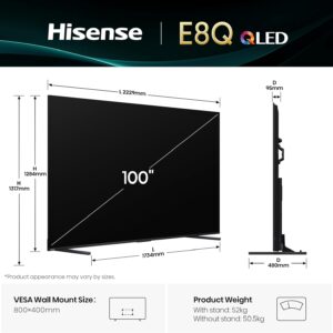 Hisense 100 inch QLED 144Hz Smart TV E8Q-Quantum Dot Colour,Dolby Vision, Dolby Atmos, AI 4K Upscaler, Game Bar, AMD Freesync Premium Pro, Youtube, Netflix, Disney+ 100E8Q (2025 UAE Version) - Image 10