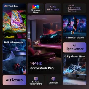 Hisense 100 inch QLED 144Hz Smart TV E8Q-Quantum Dot Colour,Dolby Vision, Dolby Atmos, AI 4K Upscaler, Game Bar, AMD Freesync Premium Pro, Youtube, Netflix, Disney+ 100E8Q (2025 UAE Version) - Image 11