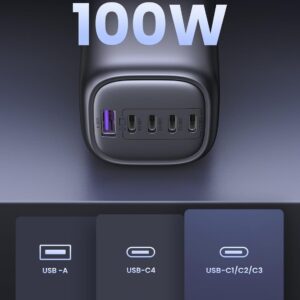 UGREEN Nexode 5-Port 100W USB C Charger, GaN Type-C Fast Wall Charge Plug Laptop Charging Adapter Compatible for MacBook Air, HP/Dell/Lenovo, iPad, iPhone 17/16 Pro Max, Galaxy S25 Ultra - Image 6